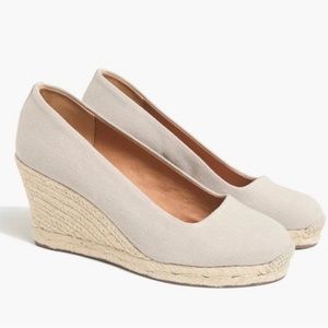 J Crew Wedge Espadrille, Flax, Size 8